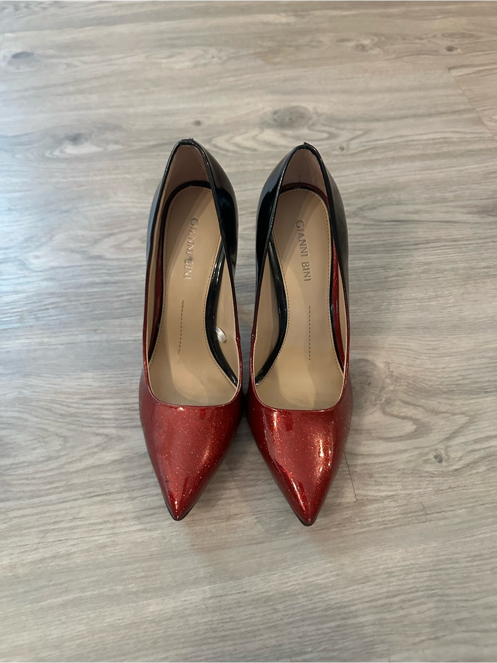 Gianni Bini Sparkling Red and Black Pointed-Toe Pumps